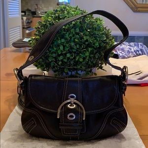 Vintage Coach Soho hobo black silver buckle small handbag - excellent condition!